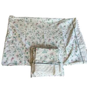 Vintage Lady Pepperell twin flat & fitted sheet 2 pillow cases floral cottage